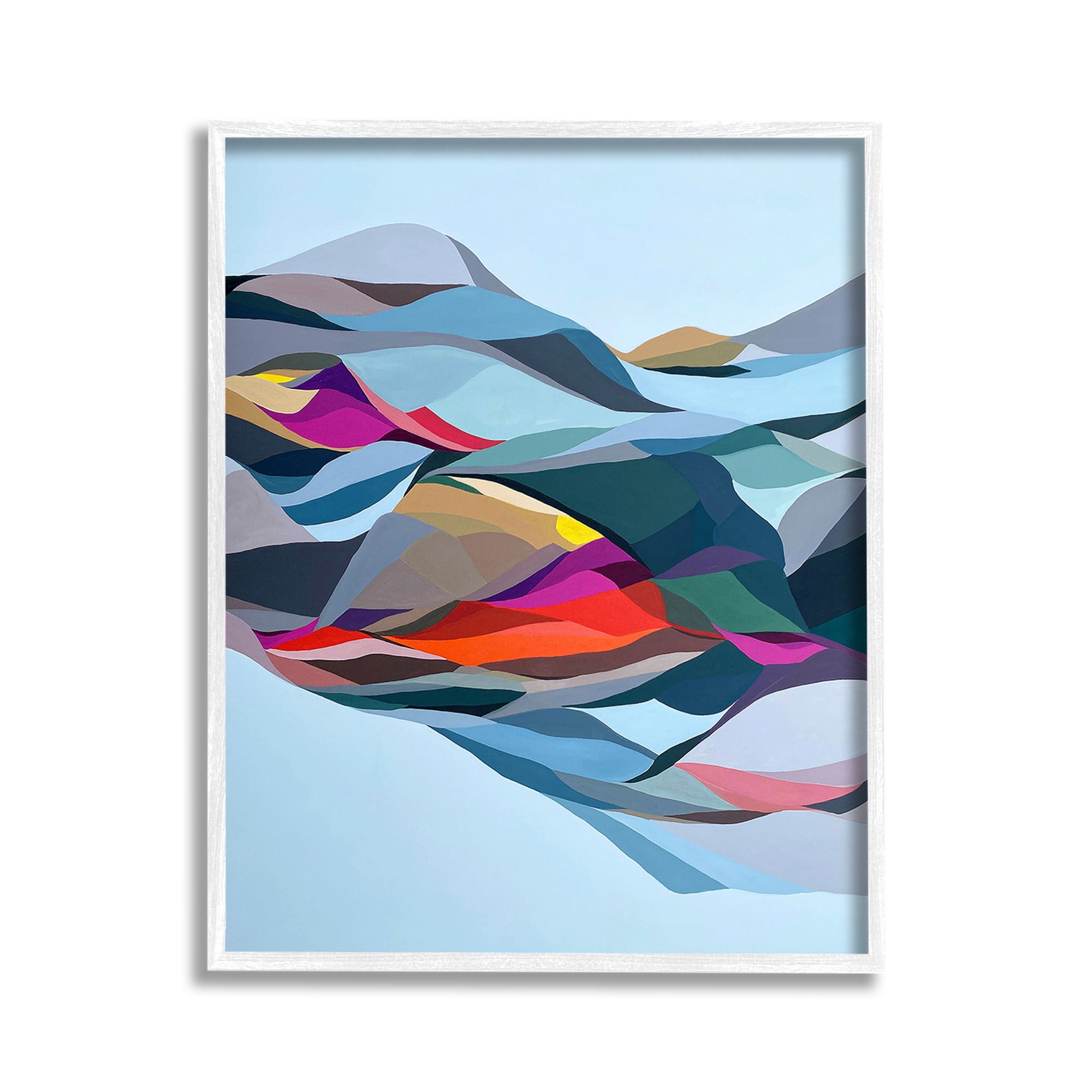 Stupell Industries Flowing Geometric Shapes Abstract Painting White Framed Art Print Wall Art, 11 x 14