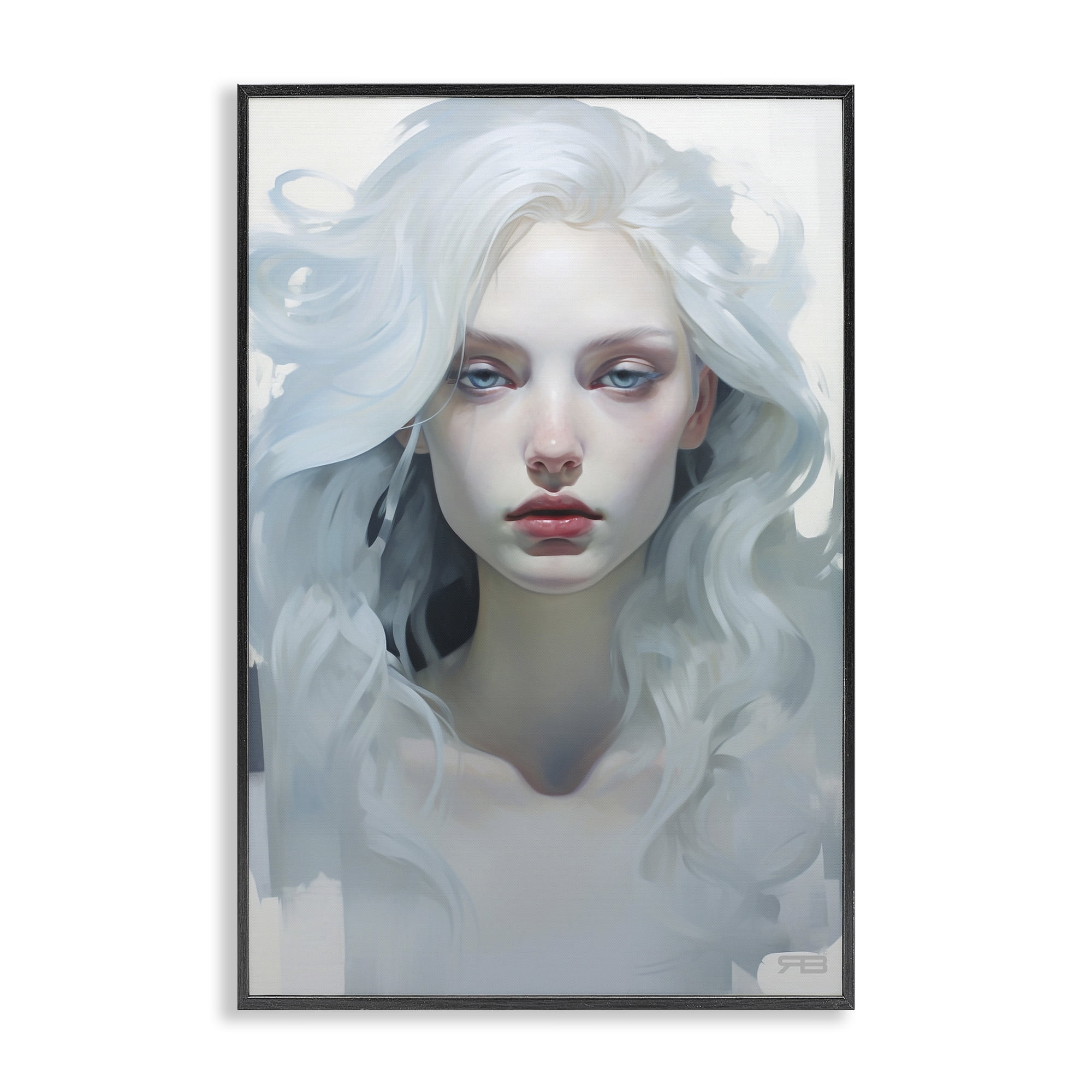 Stupell Industries Flowing Hair Visage Novelty Painting Black Framed Art Print Wall Art, 16 x 24