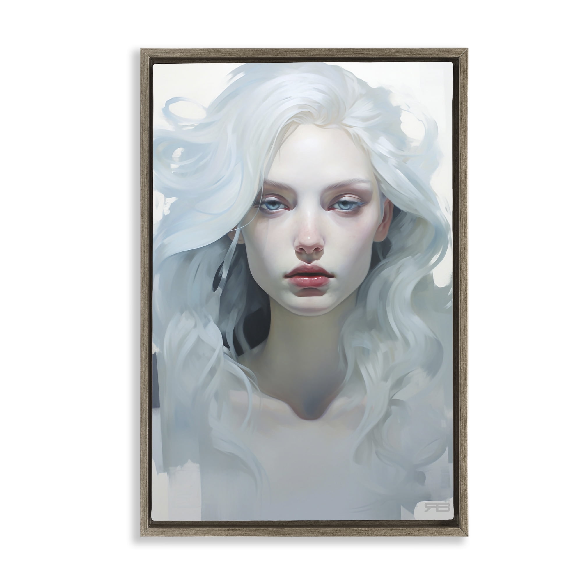 Stupell Industries Flowing Hair Visage Novelty Painting Brown Floater Framed Art Print Wall Art, 17 x 25