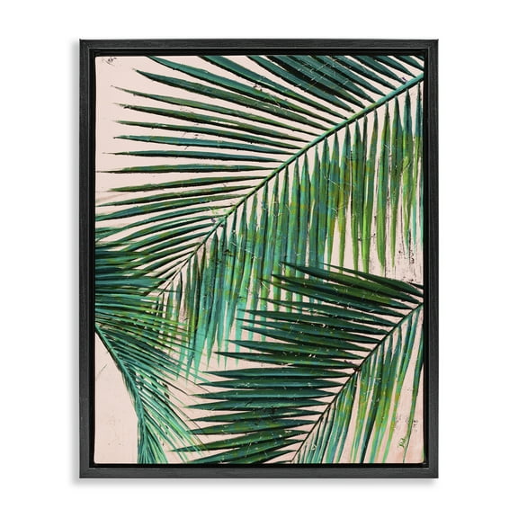 Stupell Industries Flowing Palm Fronds Botanical & Floral Painting Black Floater Framed Canvas Art Print Wall Art, 17 x 21