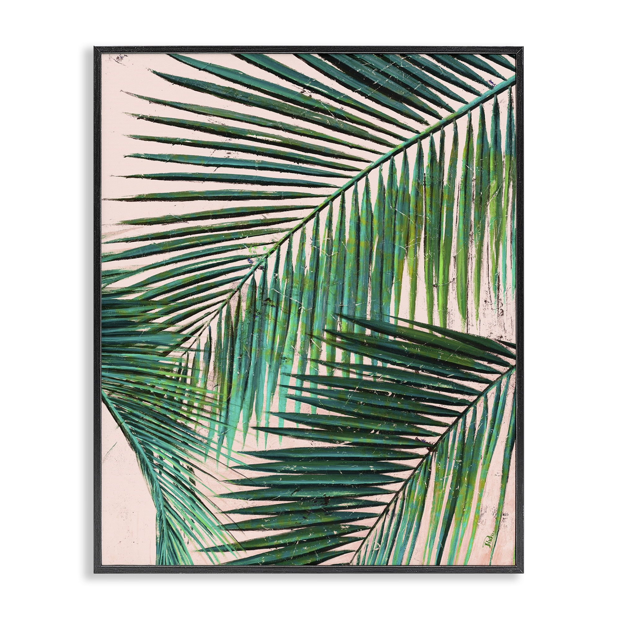 Stupell Industries Flowing Palm Fronds Botanical & Floral Painting Black Framed Art Print Wall Art, 16 x 20