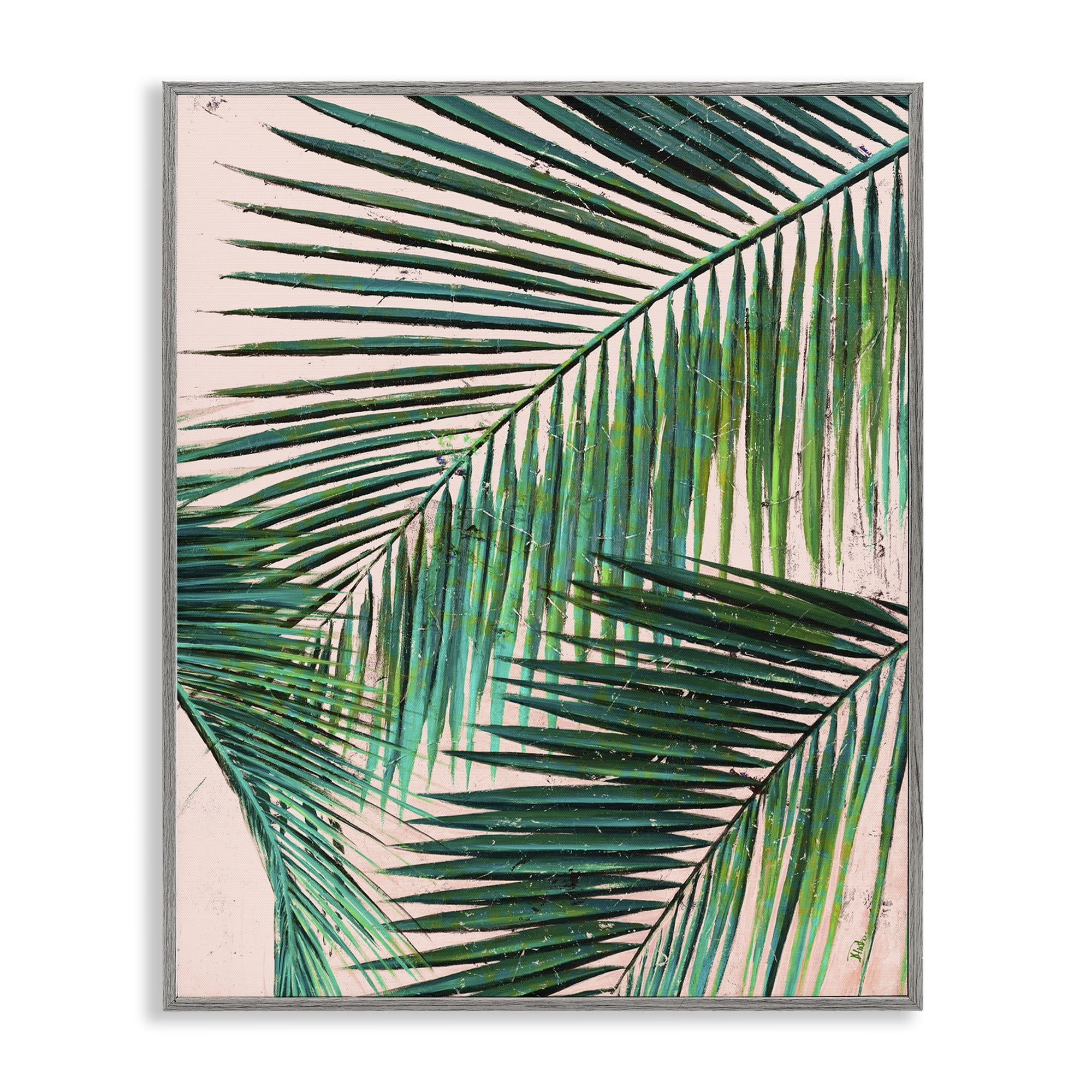 Stupell Industries Flowing Palm Fronds Botanical & Floral Painting Gray Framed Art Print Wall Art, 11 x 14