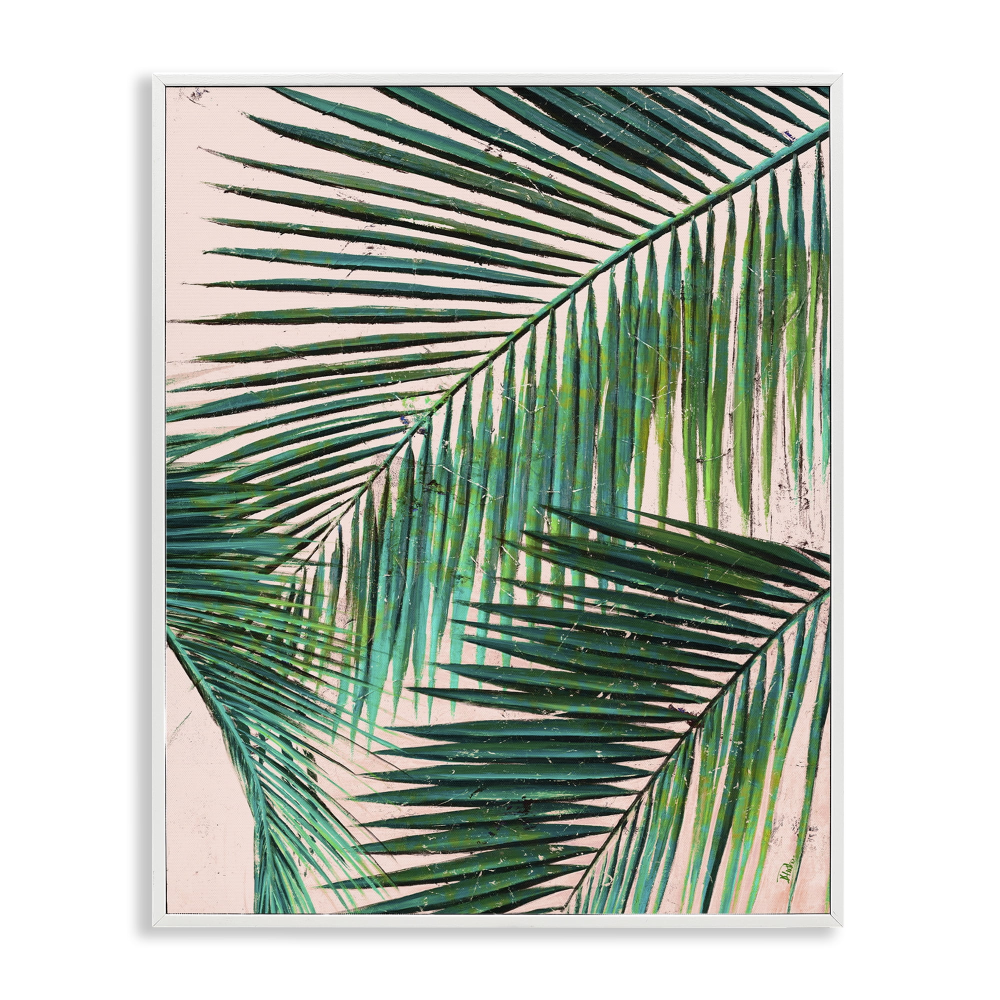 Stupell Industries Flowing Palm Fronds Botanical & Floral Painting White Framed Art Print Wall Art, 16 x 20