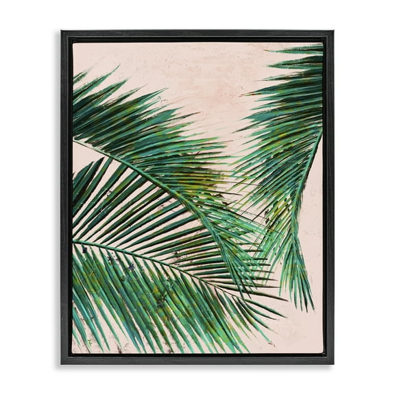 Stupell Industries Flowing Palms on Pink Botanical & Floral Painting Black Floater Framed Canvas Art Print Wall Art, 17 x 21