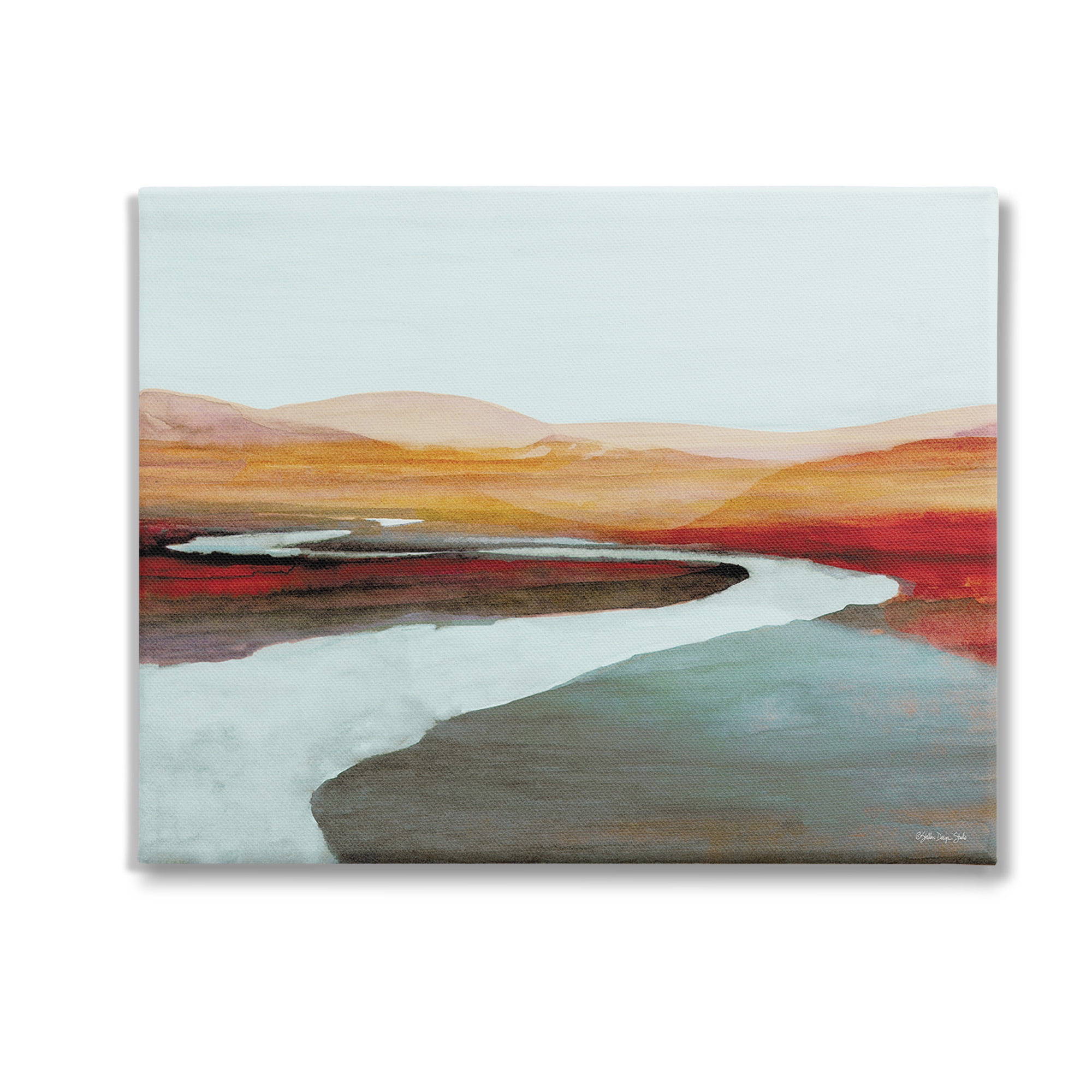 Flowing River Abstract Landscape Canvas Wall Art, 20 x 16