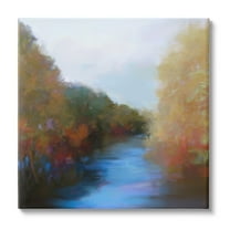 Stupell Industries Flowing River Nature Trees Foliage Coastal Painting Gallery Wrapped Canvas Print Wall Art