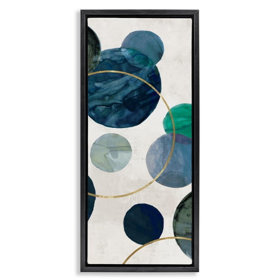 Stupell Industries Flowing Rotation Circles Black Framed Floater Canvas Wall Art design by Jacob Q, 31 x 15