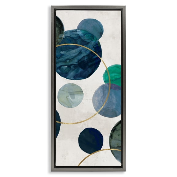 Stupell Industries Flowing Rotation Circles Gray Framed Floater Canvas Wall Art design by Jacob Q, 31 x 15