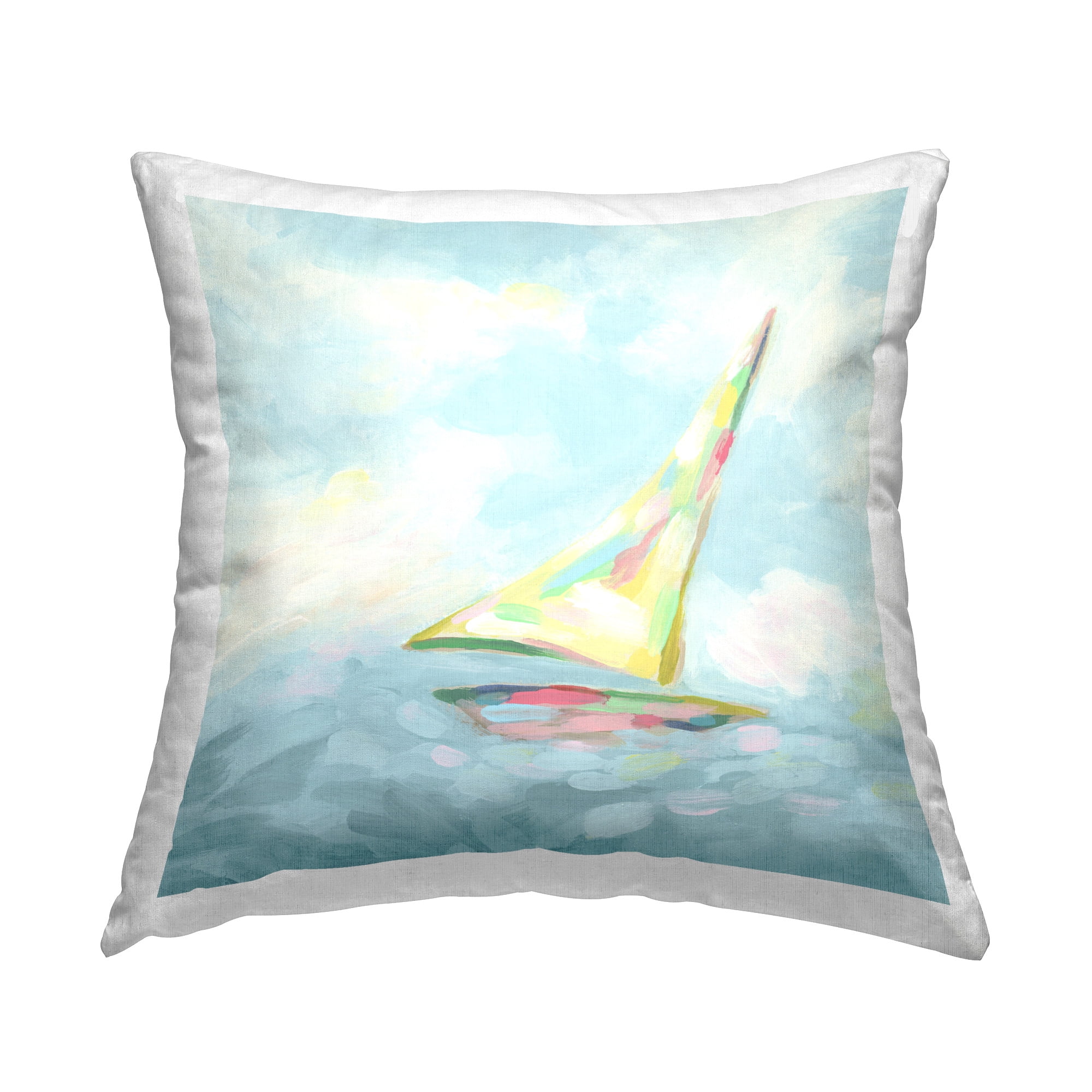Stupell Industries Flowing Sailboat Abstract Decorative Printed Throw Pillow Design by June Erica Vess