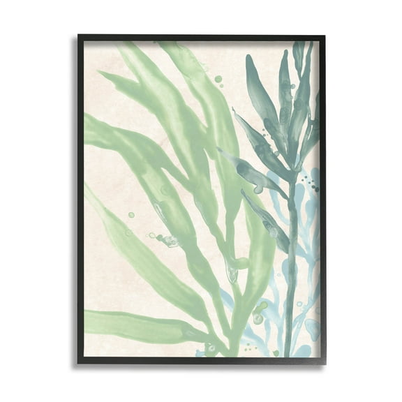 Stupell Industries Flowing Seaweed Underwater Plant Graphic Art Black Framed Art Print Wall Art, Design by June Erica Vess
