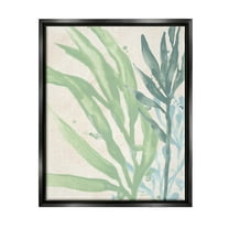 Stupell Industries Flowing Seaweed Underwater Plant Graphic Art Jet Black Floating Framed Canvas Print Wall Art, Design by June Erica Vess