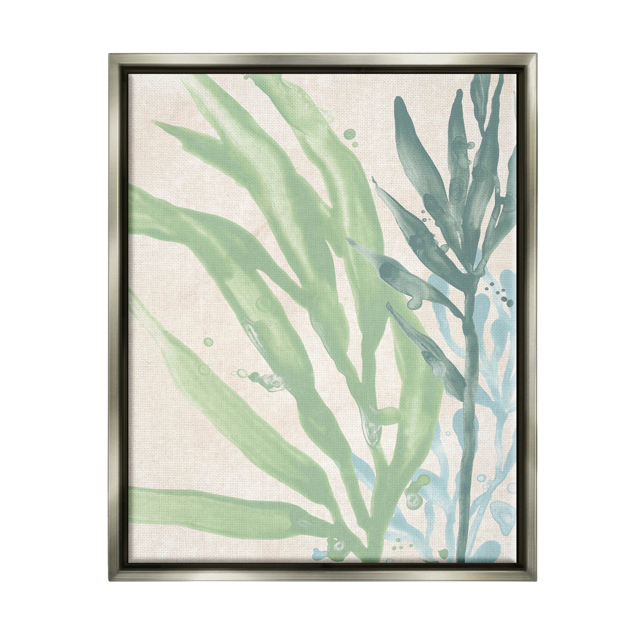 Stupell Industries Flowing Seaweed Underwater Plant Graphic Art Luster Gray Floating Framed Canvas Print Wall Art, Design by June Erica Vess