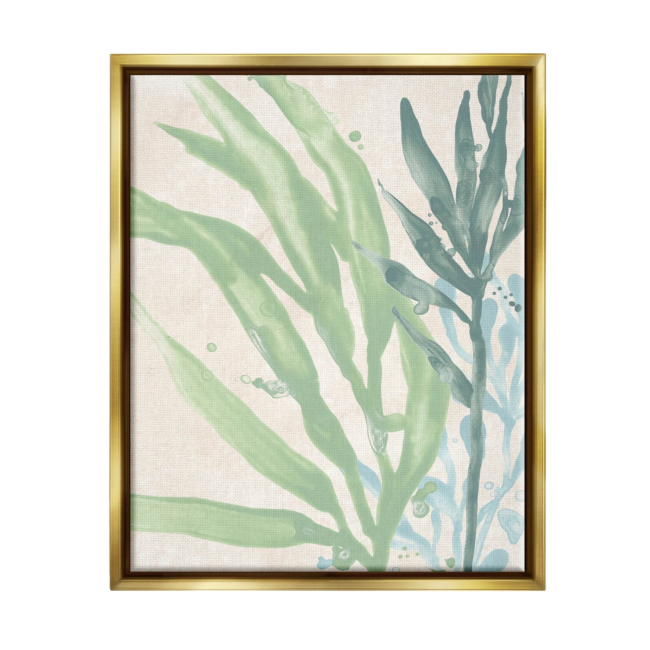 Stupell Industries Flowing Seaweed Underwater Plant Graphic Art Metallic Gold Floating Framed Canvas Print Wall Art, Design by June Erica Vess