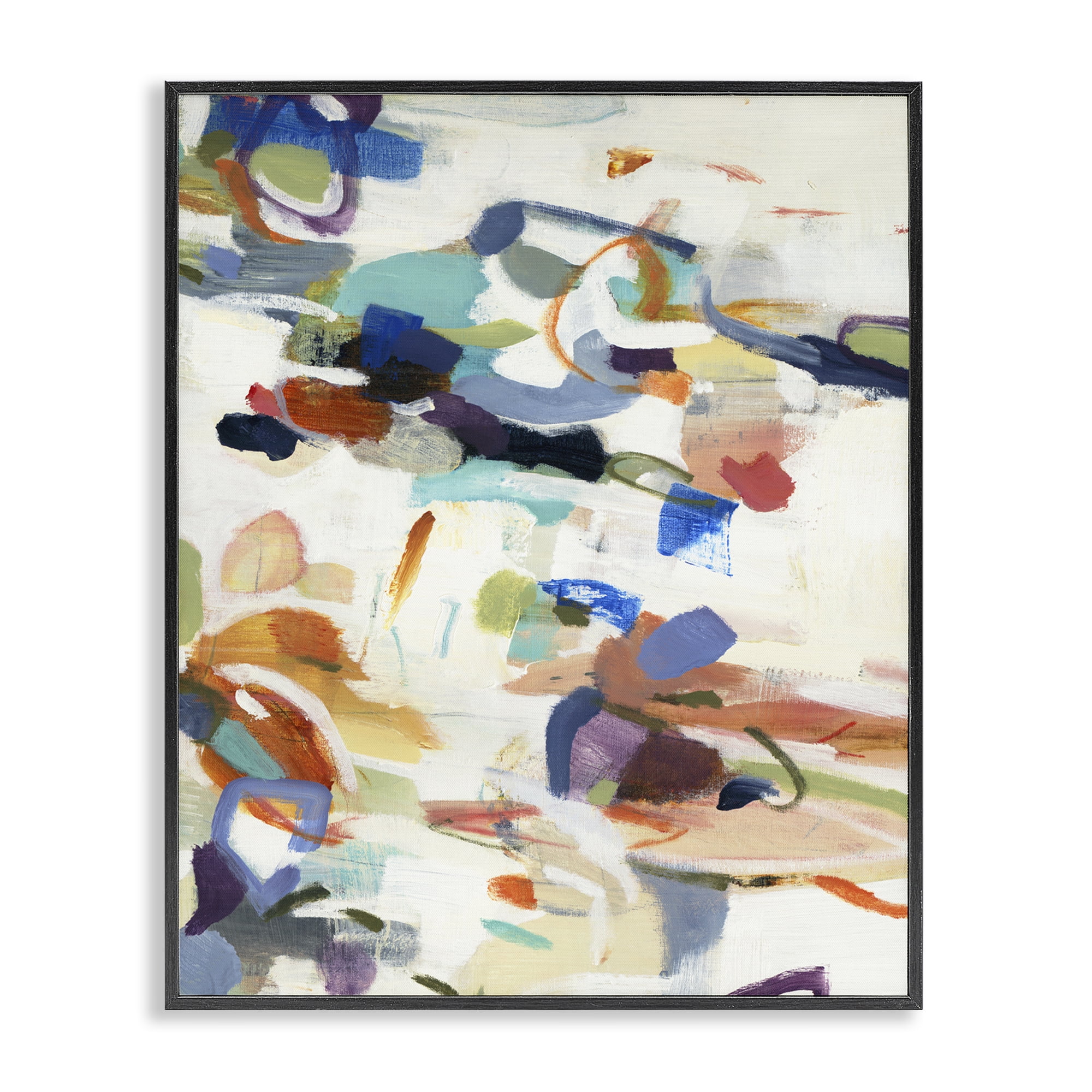 Stupell Industries Flowing Stippled Brushstrokes Black Framed Giclee Art, design by Lisa Ridgers