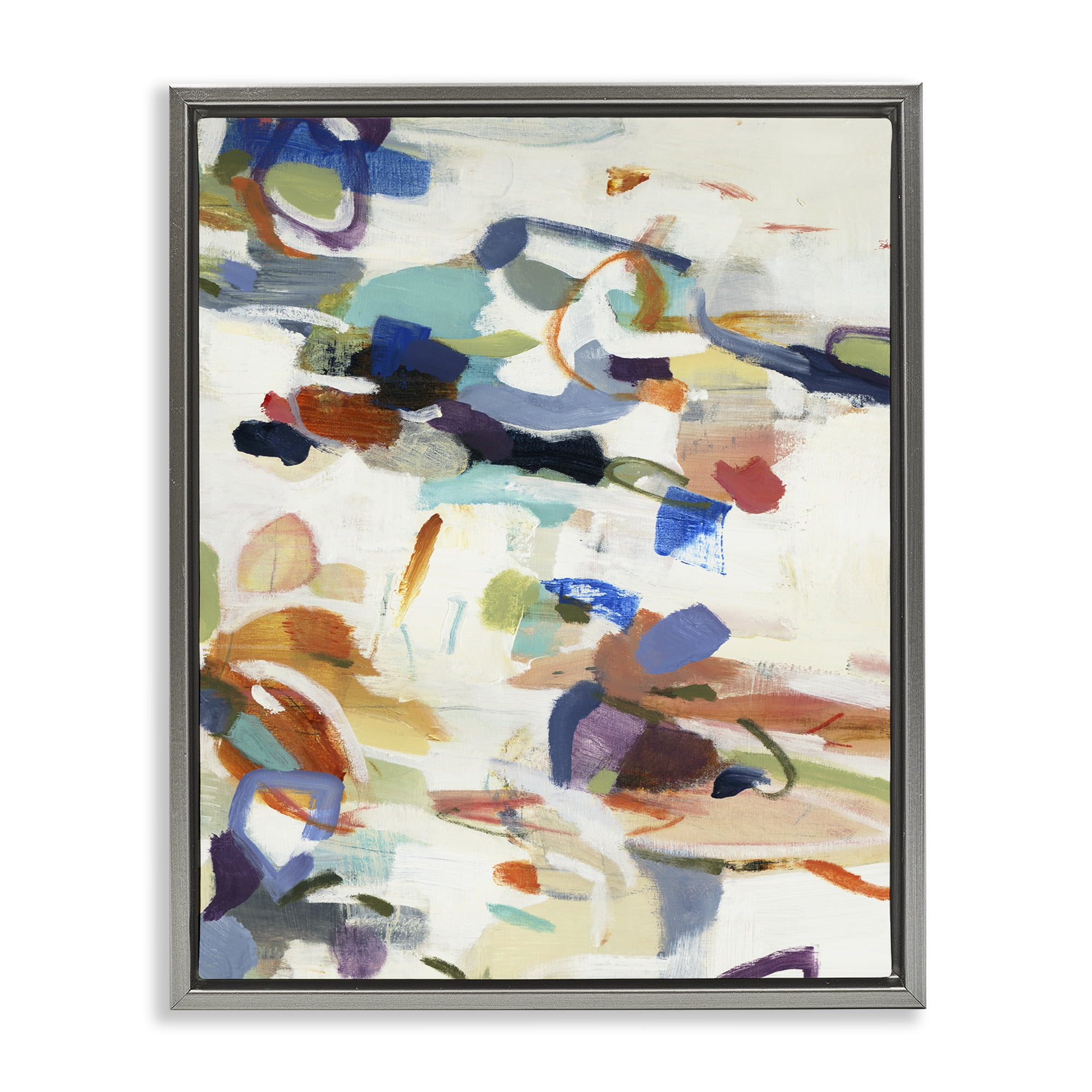 Stupell Industries Flowing Stippled Brushstrokes Gray Framed Floater Canvas Wall Art, design by Lisa Ridgers