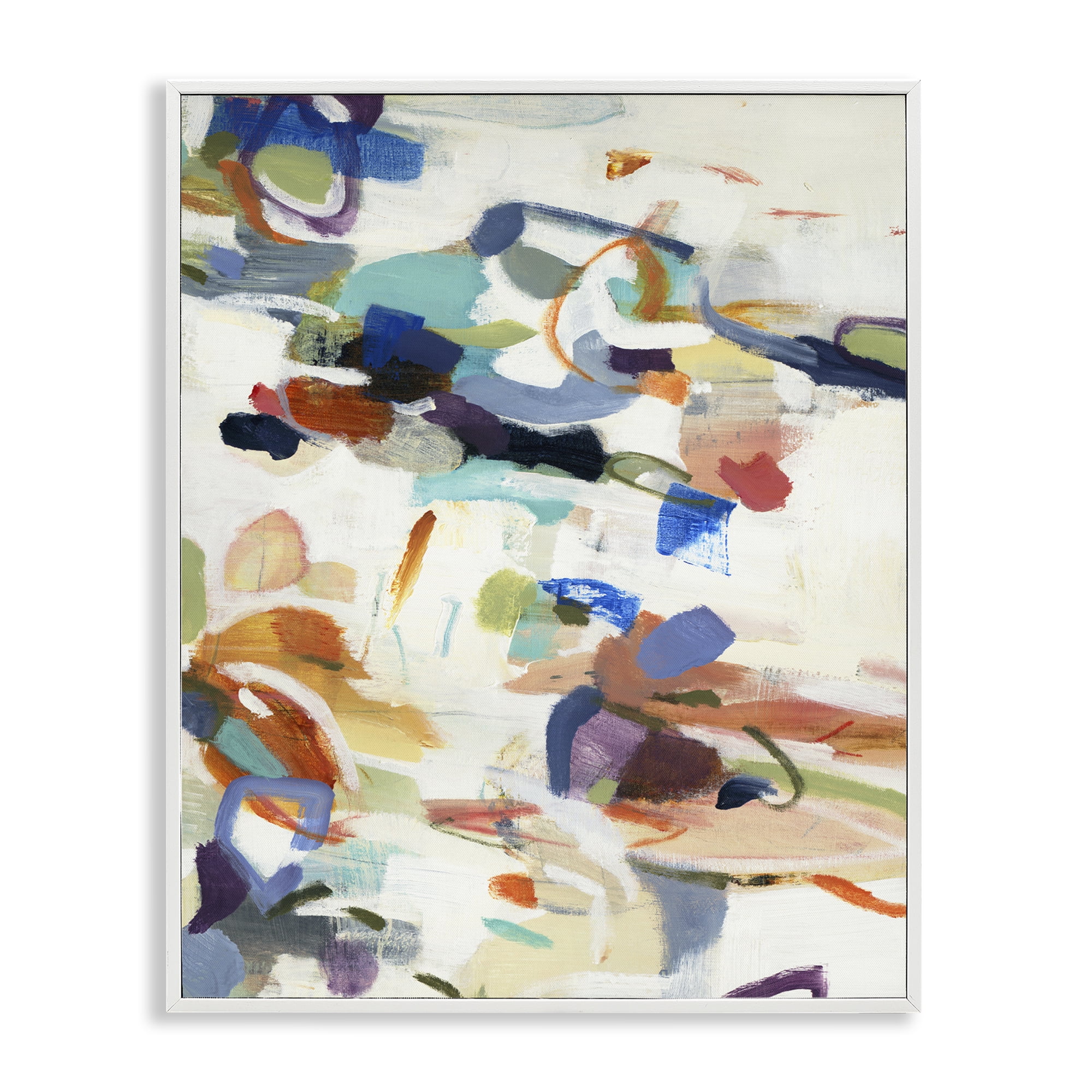 Stupell Industries Flowing Stippled Brushstrokes White Framed Giclee Art, design by Lisa Ridgers