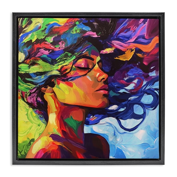 Stupell Industries Contemporary Flowing Whirlwind Of Colors Black Floating Frame Canvas Art, 25 x 25, by Svetlana Aleynikova