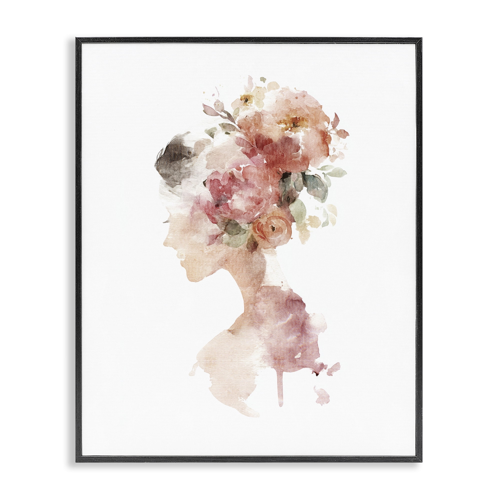 Stupell Industries Flowing With Petals Portrait Black Framed Giclee Art, design by Svetlana Aleynikova