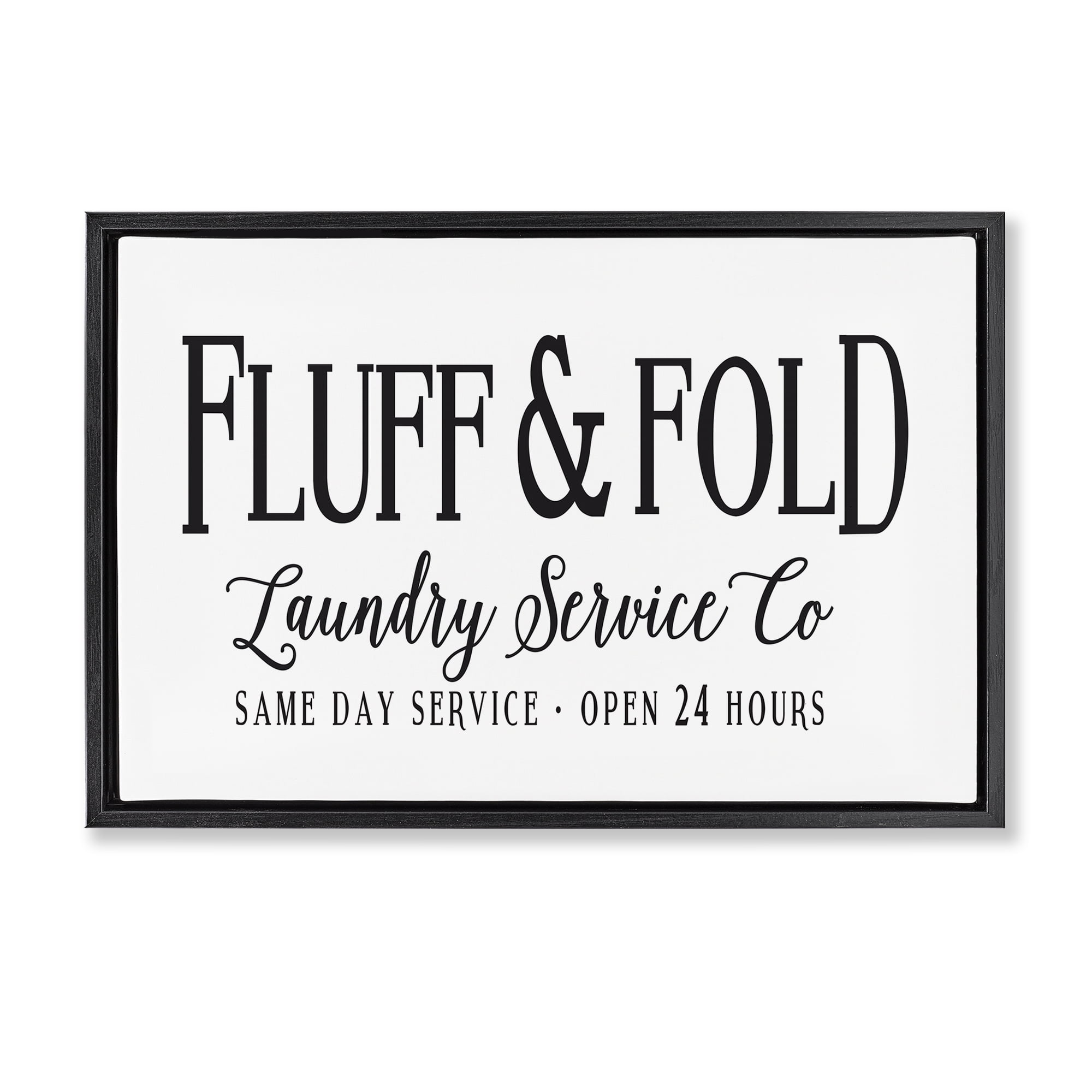 Stupell Industries Fluff & Fold Laundry Bath & Laundry Painting Black Floater Framed Canvas Art Print Wall Art, 31 x 21