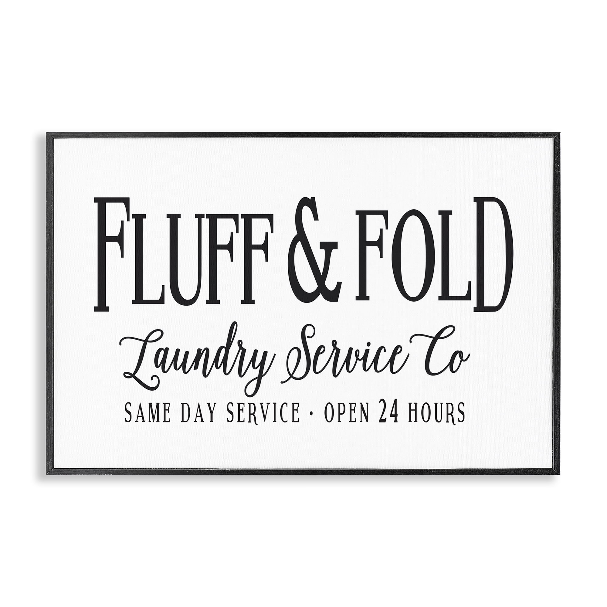 Stupell Industries Fluff & Fold Laundry Bath & Laundry Painting Black Framed Art Print Wall Art, 24 x 16