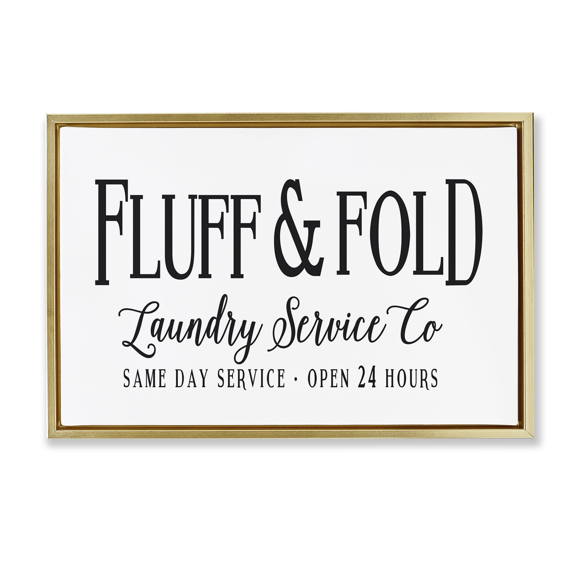 Stupell Industries Fluff & Fold Laundry Bath & Laundry Painting Gold Floater Framed Canvas Art Print Wall Art, 25 x 17