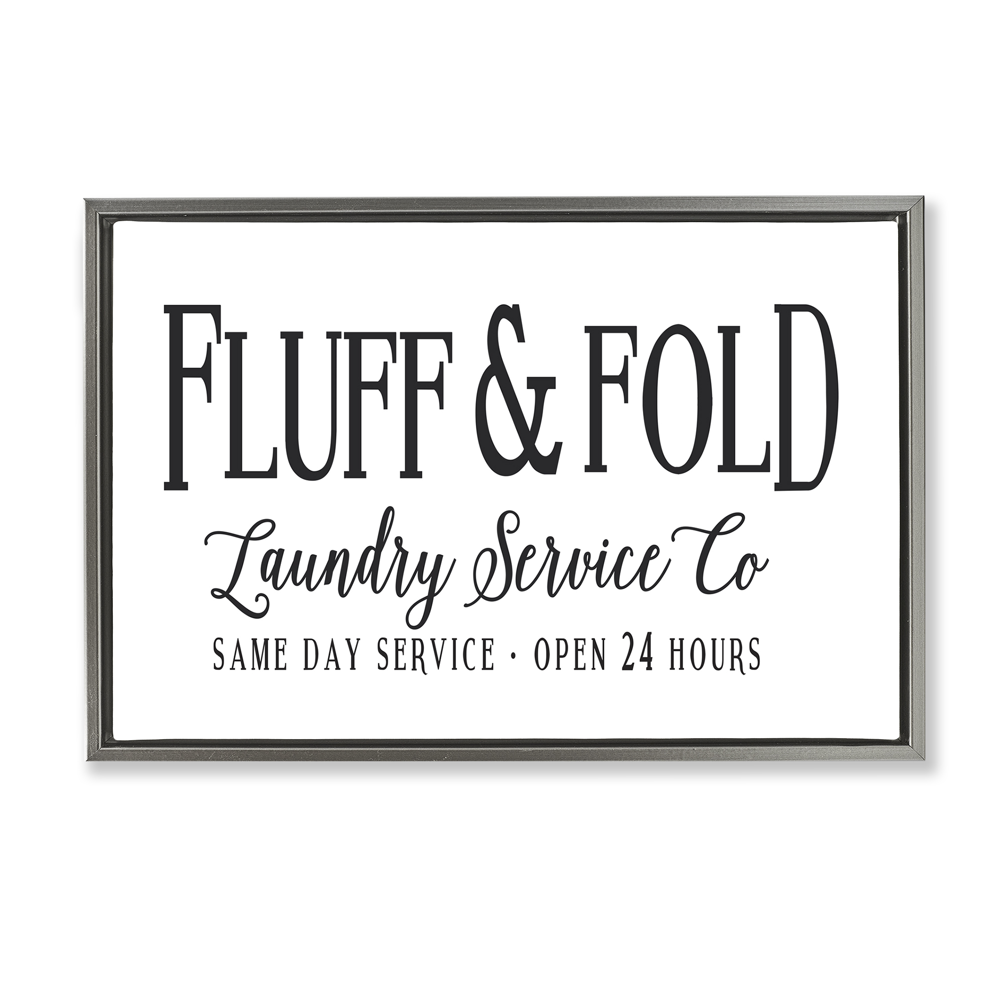 Stupell Industries Fluff & Fold Laundry Bath & Laundry Painting Gray Floater Framed Canvas Art Print Wall Art, 25 x 17