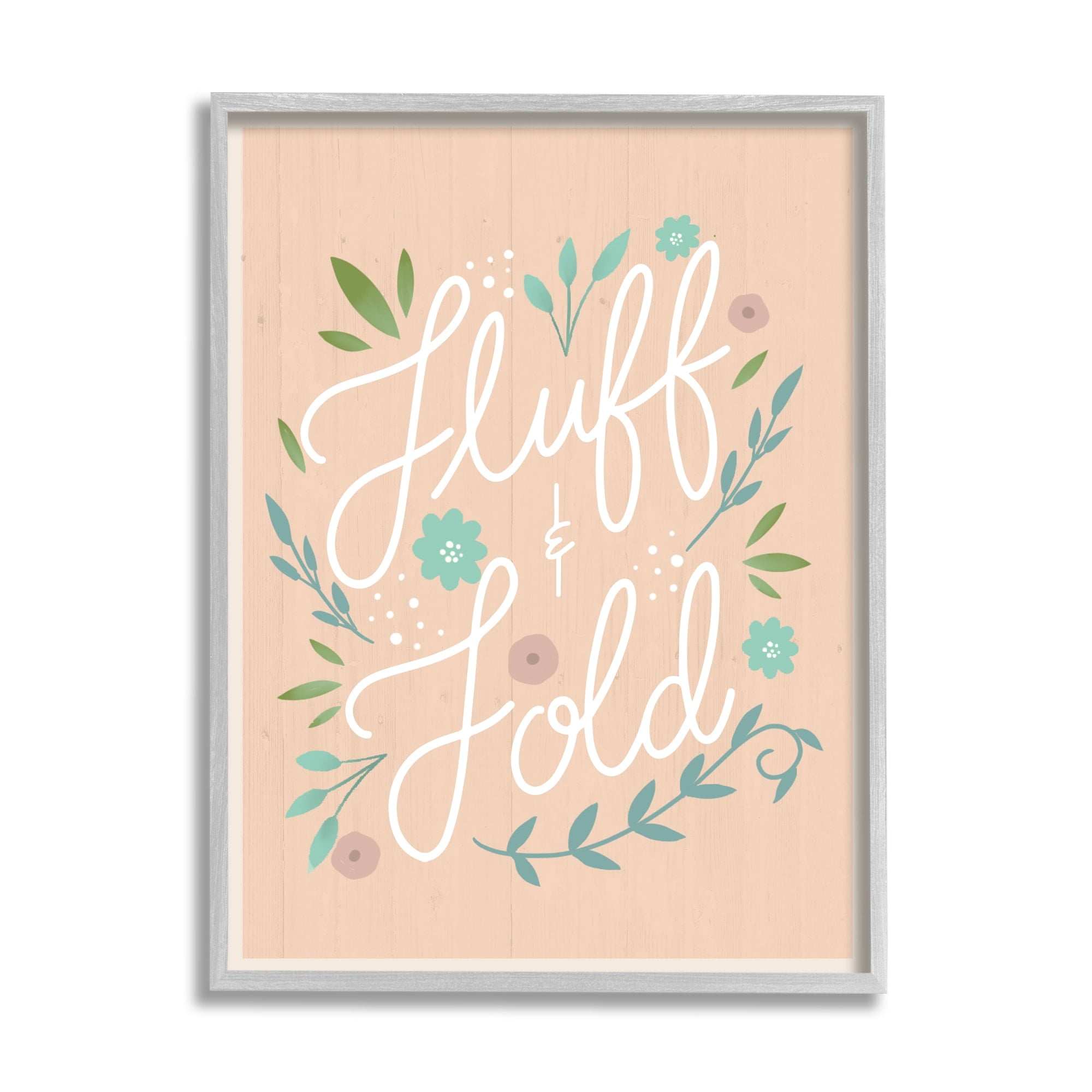 Stupell Industries Fluff & Fold Laundry Phrase Florals Farmhouse Pattern, 11 x 14, Design by Louise Allen