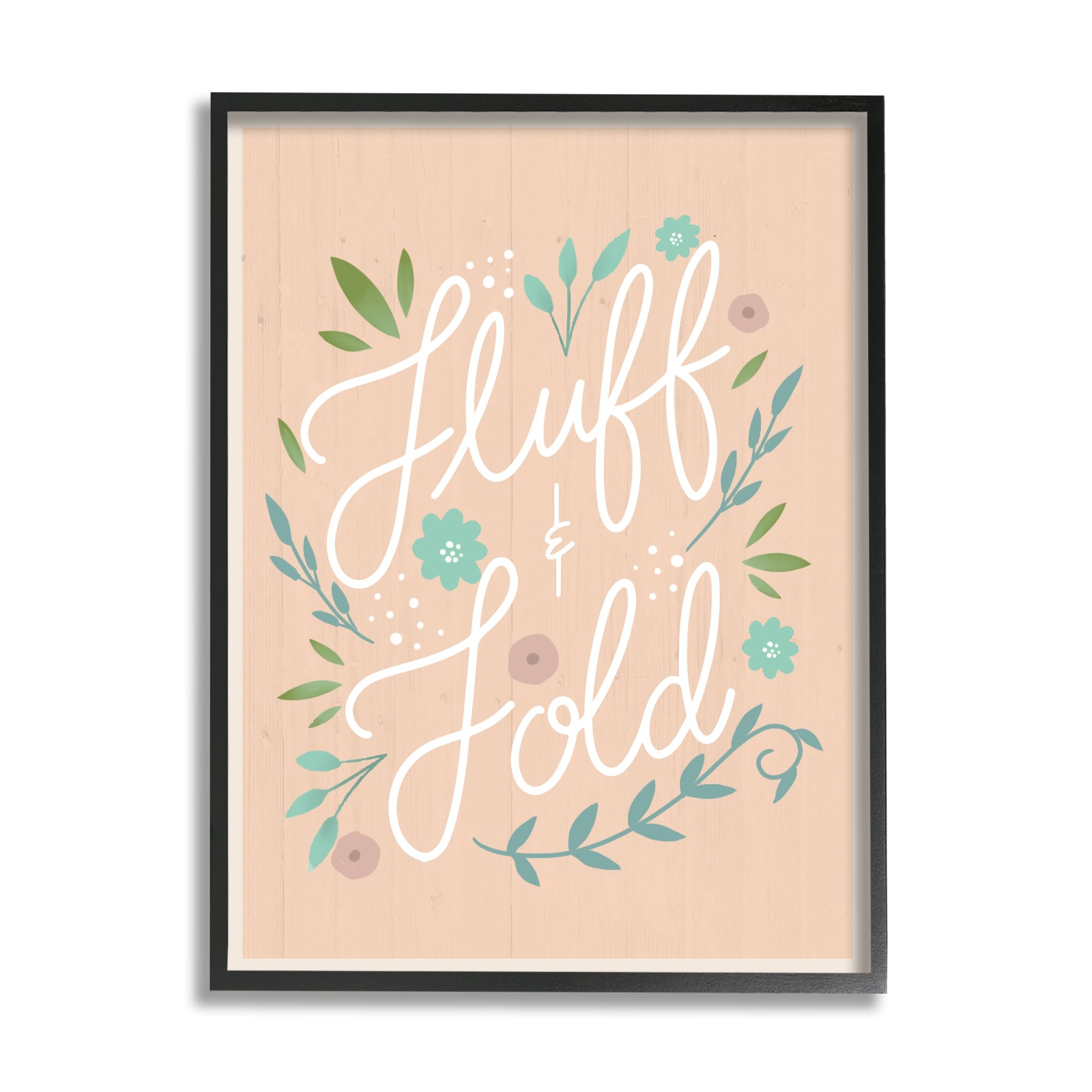 Stupell Industries Fluff & Fold Laundry Phrase Florals Farmhouse Pattern, 11 x 14, Design by Louise Allen