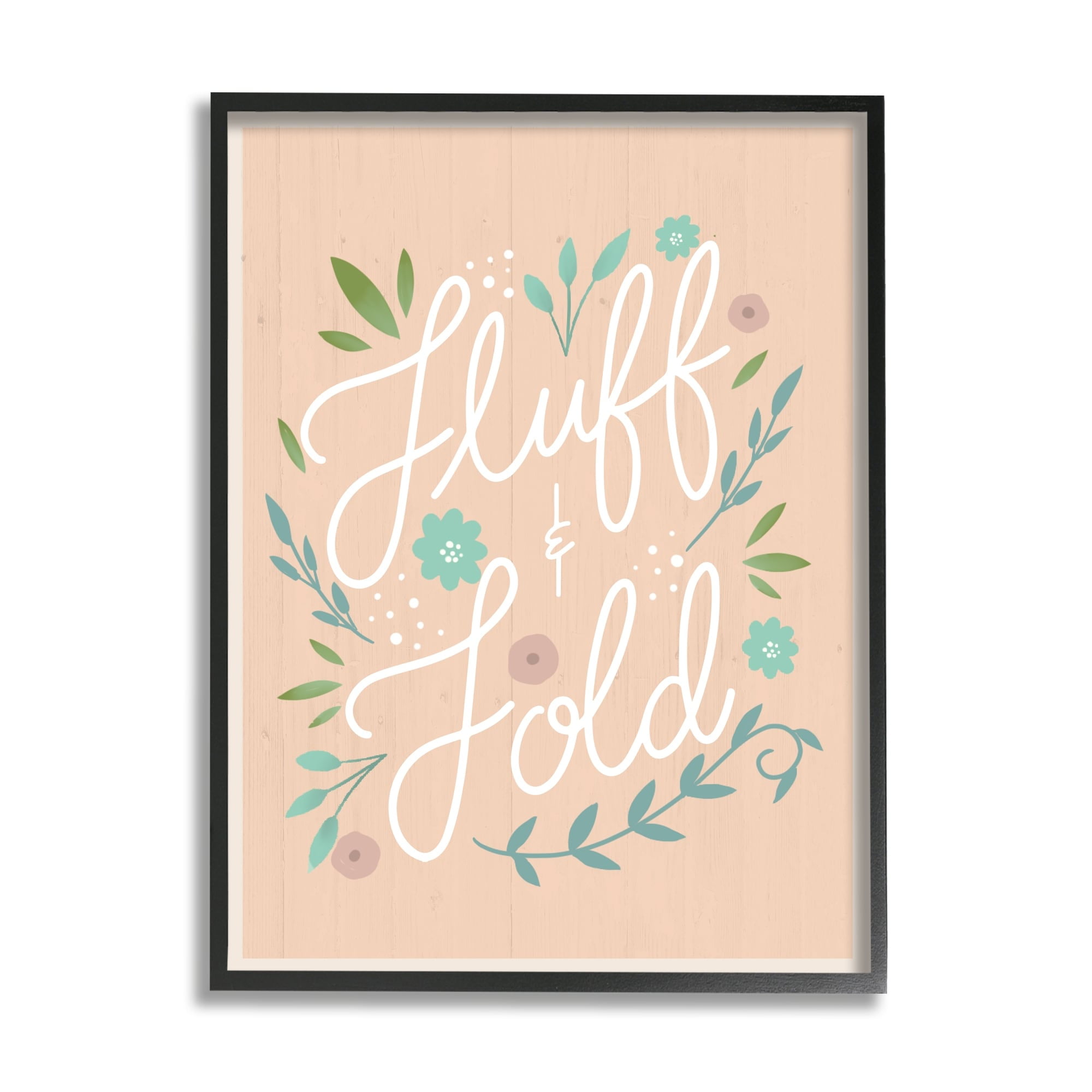 Stupell Industries Fluff & Fold Laundry Phrase Florals Farmhouse Pattern, 16 x 20, Design by Louise Allen