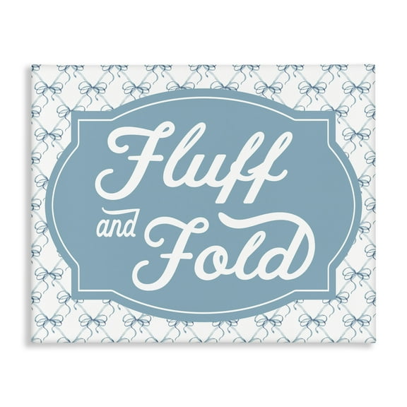 Stupell Industries Fluff & Fold with Bow Pattern Canvas Wall Art design by Lettered and Lined, 16 x 20