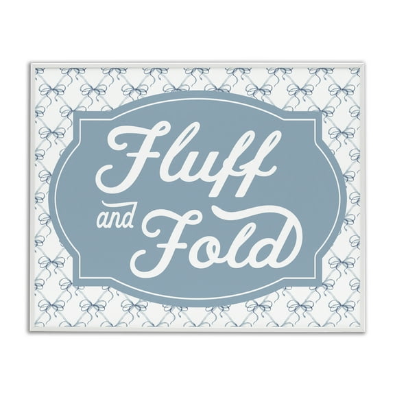Stupell Industries Fluff & Fold with Bow Pattern White Framed Giclee Art design by Lettered and Lined, 16 x 20
