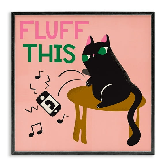 Stupell Industries Fluff This Angry Cat Animals & Insects Painting Black Framed Art Print Wall Art, 12 x 12
