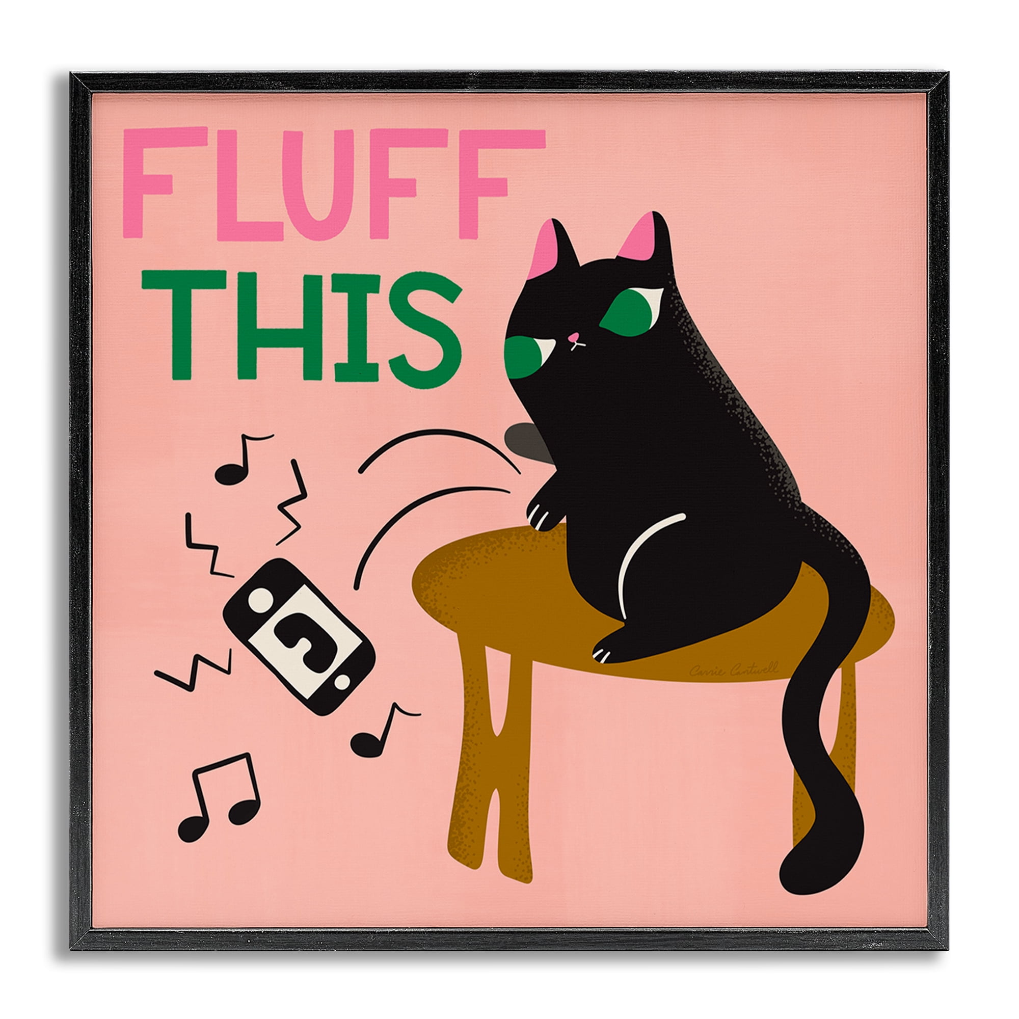 Stupell Industries Fluff This Angry Cat Animals & Insects Painting Gray Framed Art Print Wall Art, 12 x 12