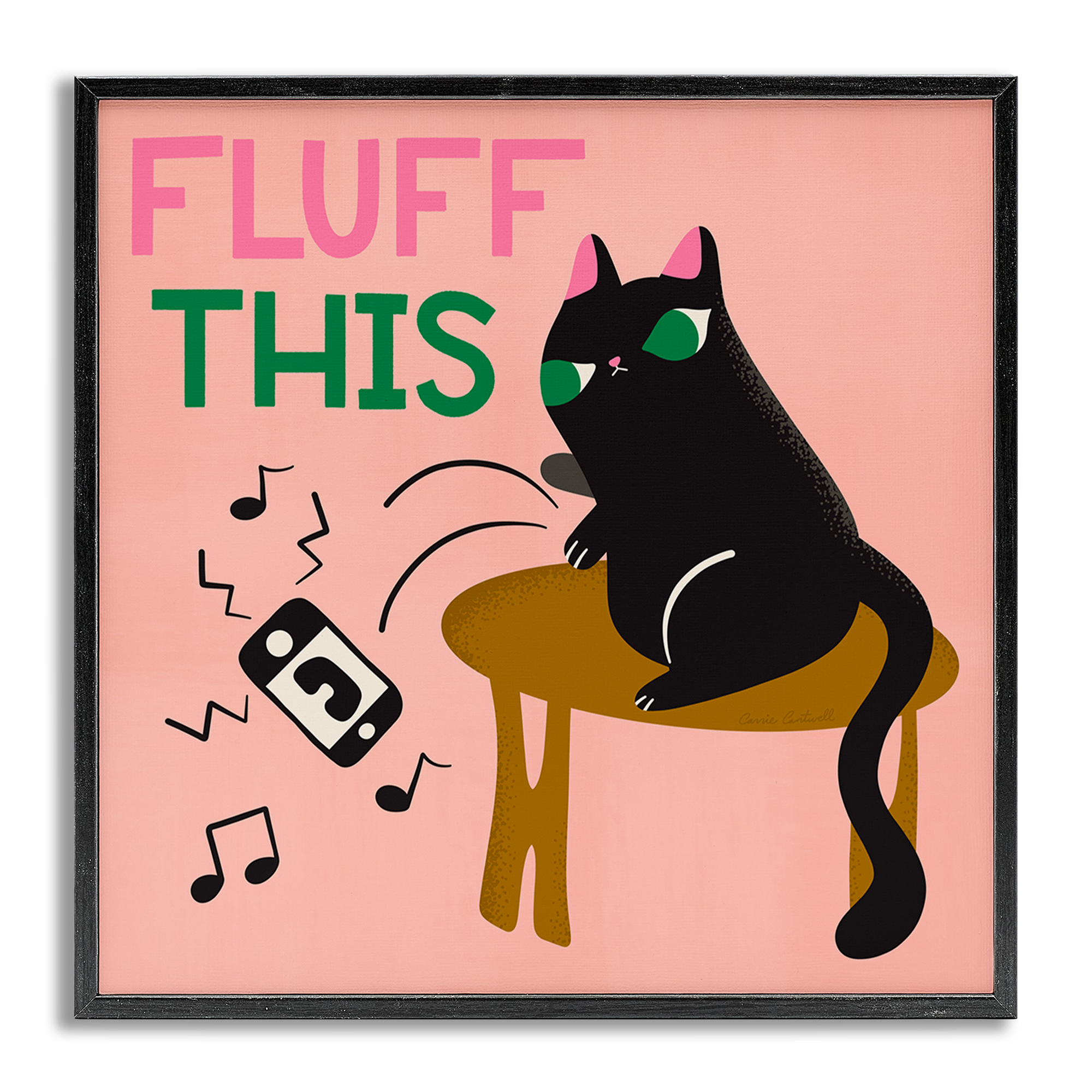 Stupell Industries Fluff This Angry Cat Animals & Insects Painting Gray Framed Art Print Wall Art, 17 x 17