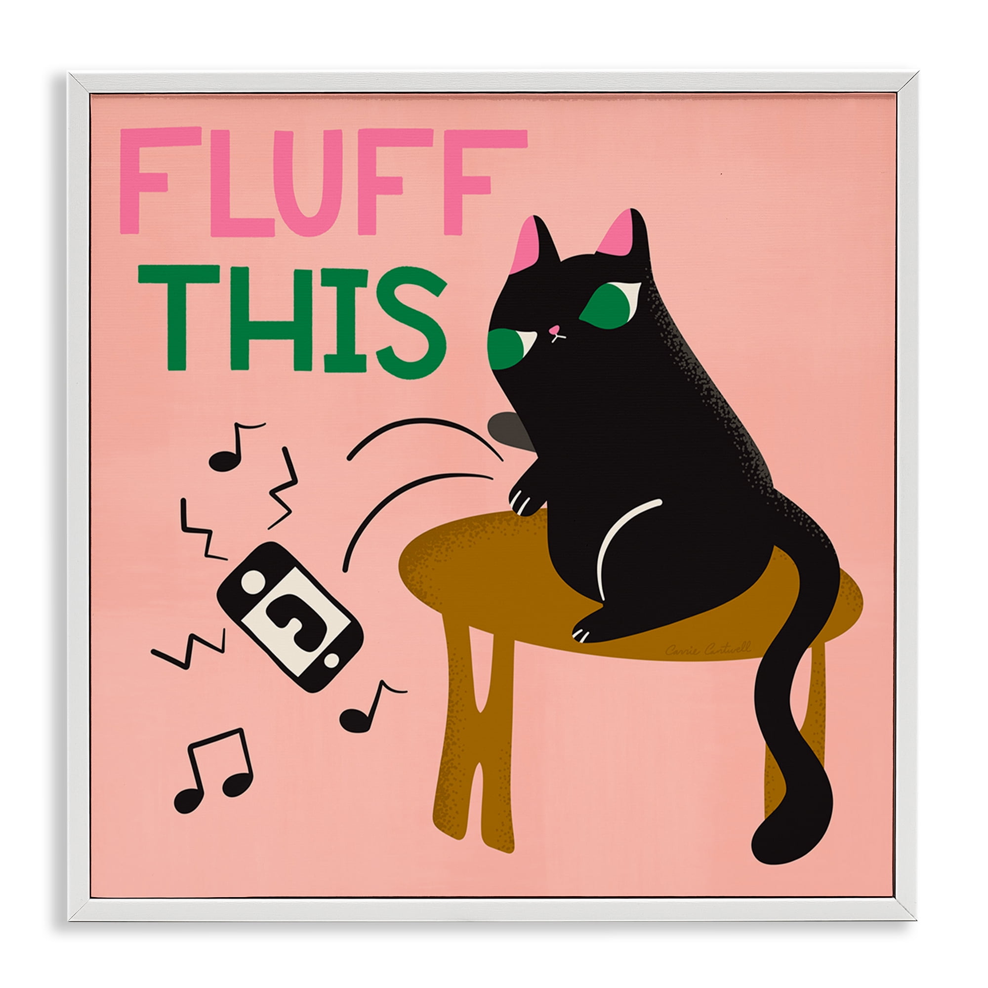 Stupell Industries Fluff This Angry Cat Animals & Insects Painting White Framed Art Print Wall Art, 12 x 12