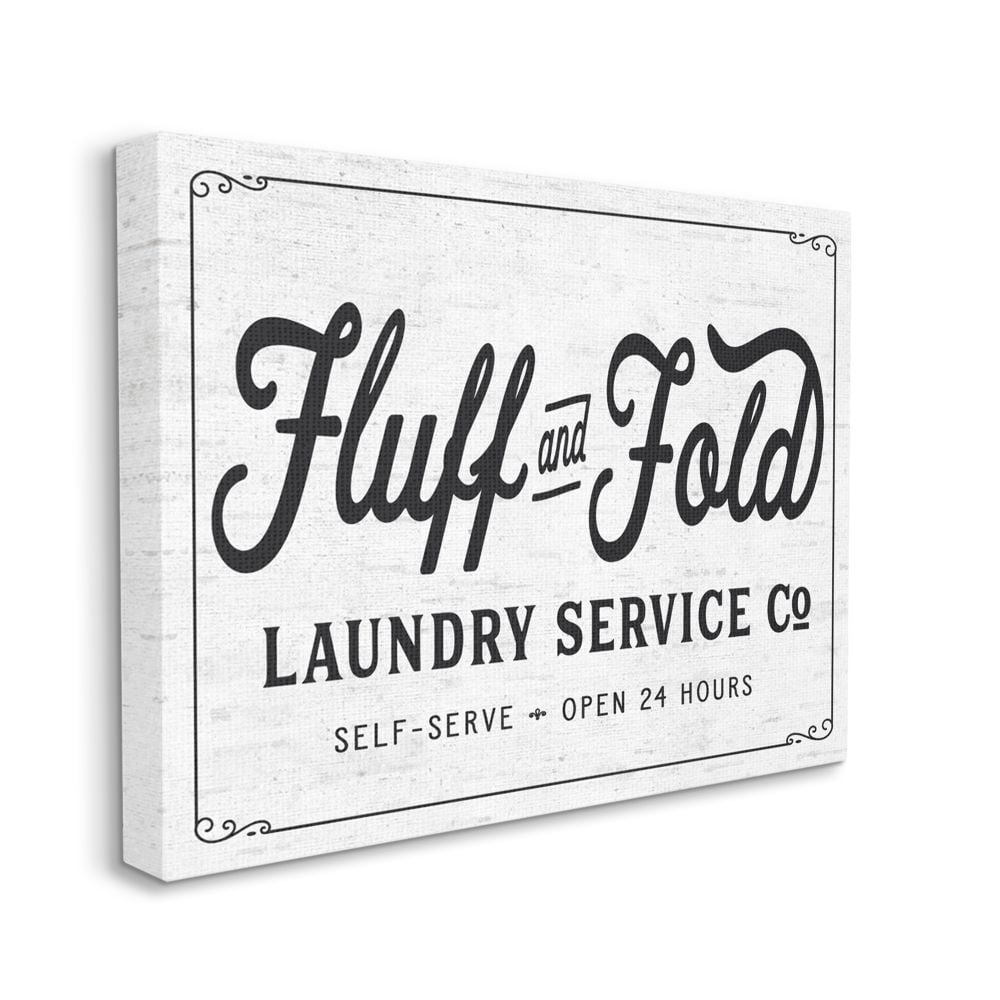 Stupell Industries Fluff and Fold Laundry Room Vintage Country Sign Canvas Wall Art Design by Lettered and Lined
