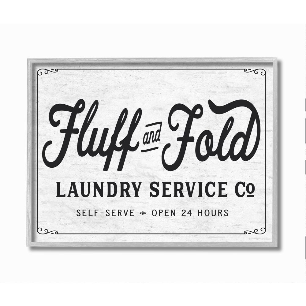Gray Framed Vintage Laundry Room Wall Art, 11" x 14"