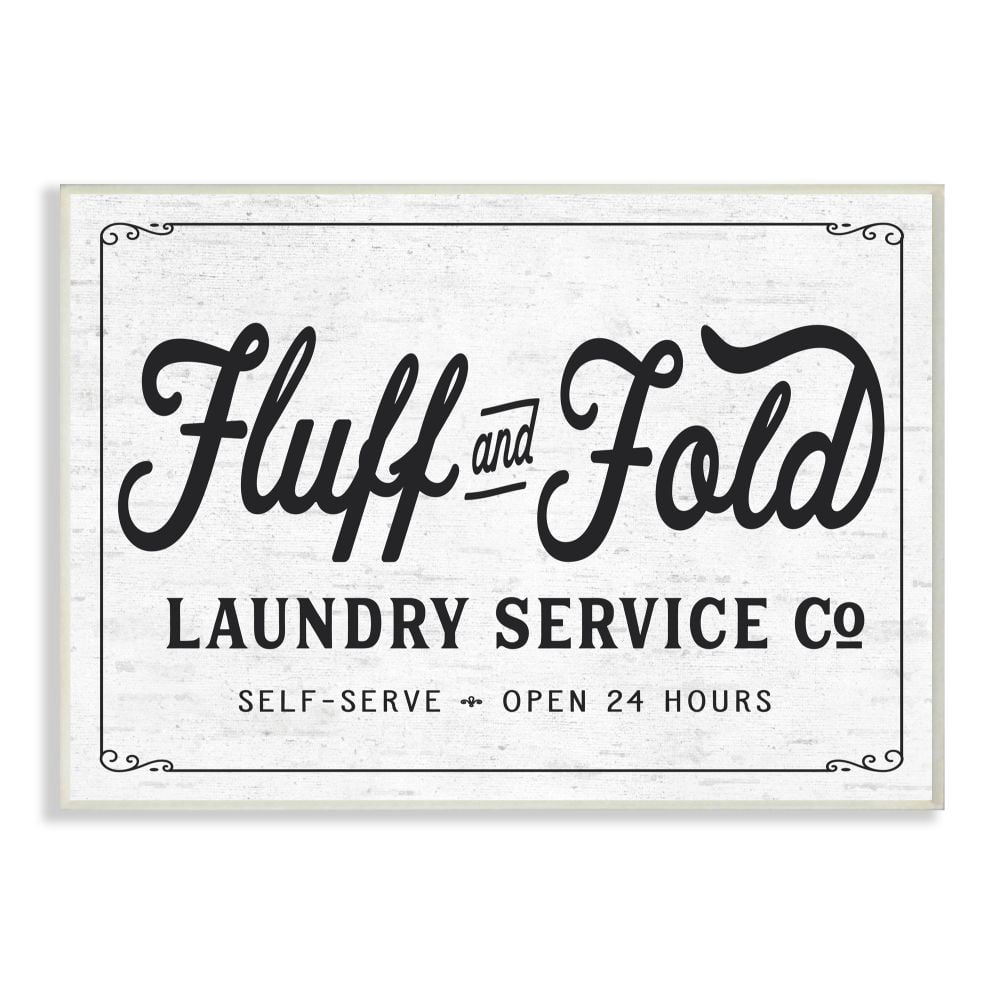 Stupell Industries Fluff and Fold Laundry Room Vintage Country Sign Wall Plaque Design by Lettered and Lined