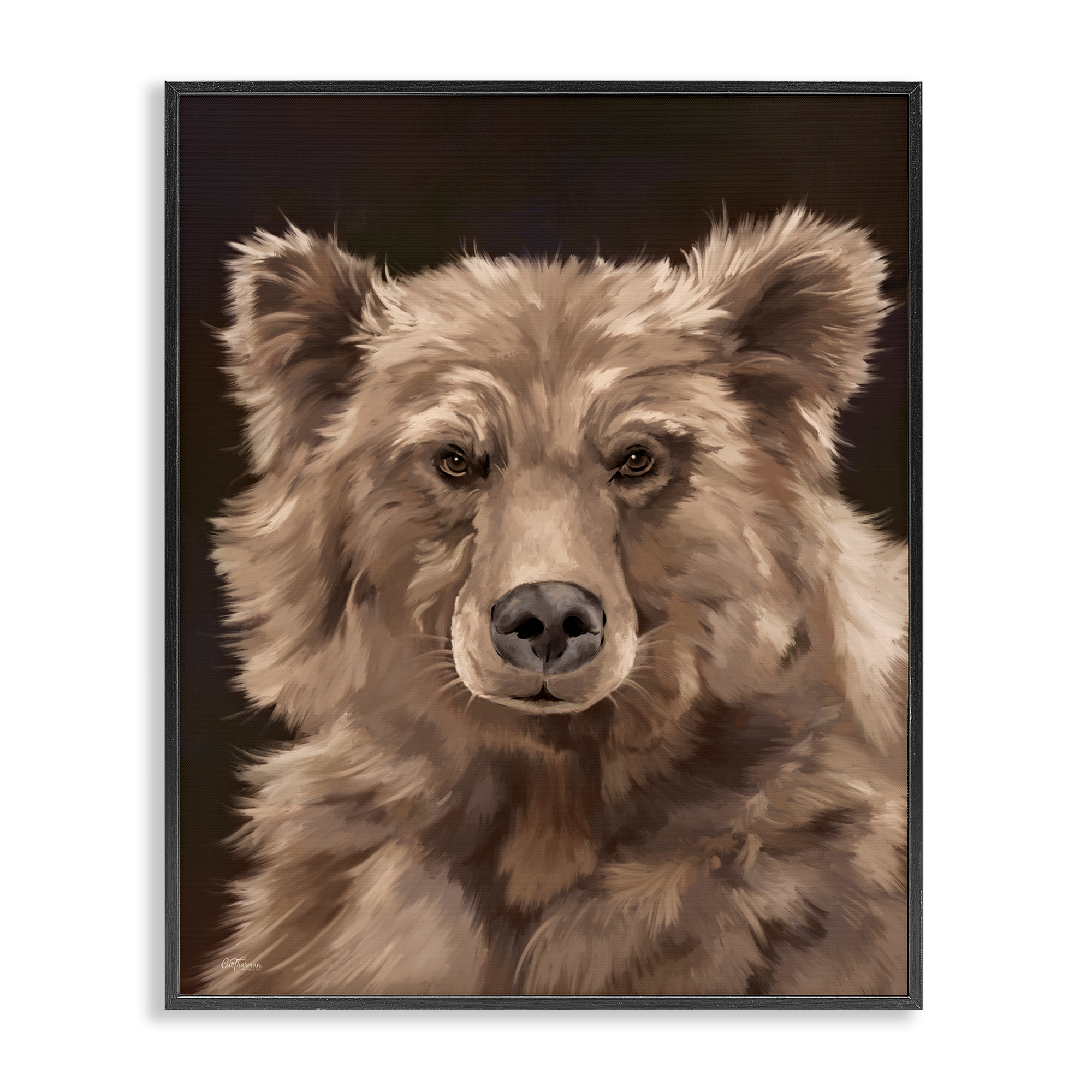 Stupell Industries Fluffy Bear Cub Animals Painting Black Framed Art Print Wall Art, 16 x 20