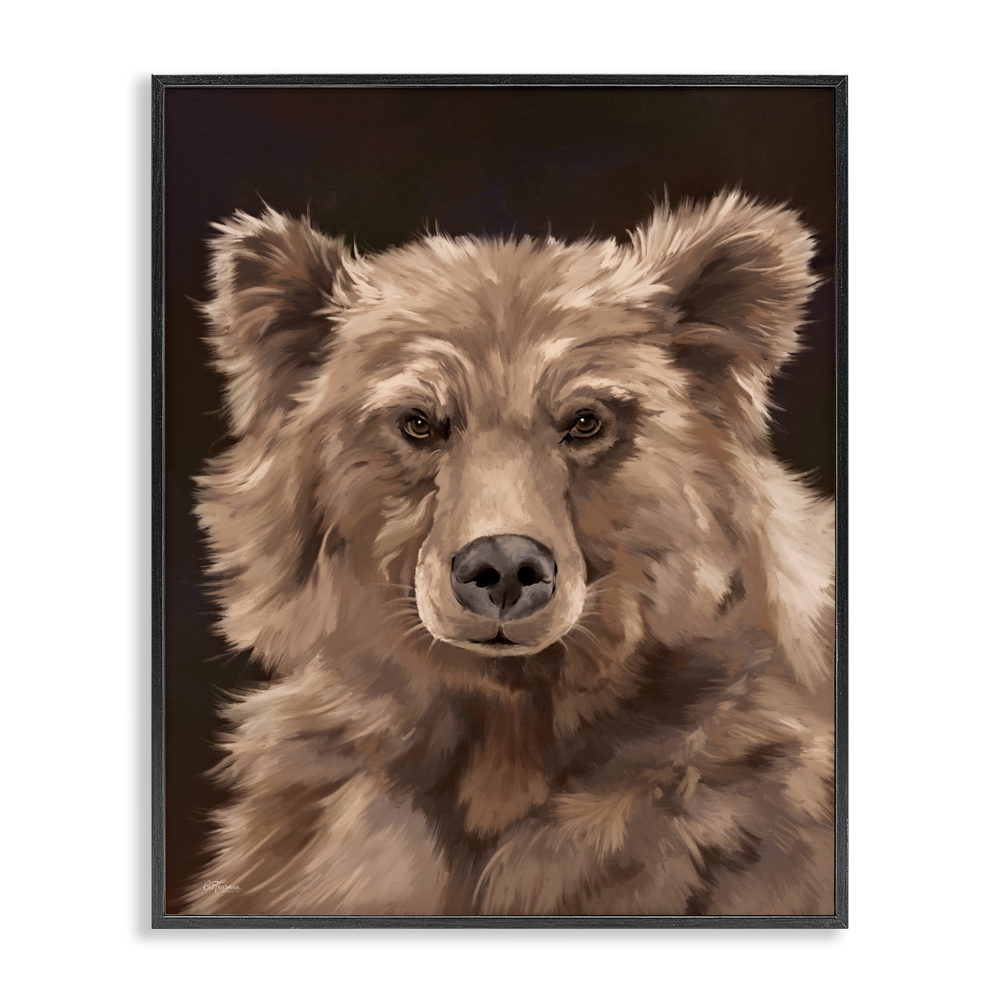 Stupell Industries Fluffy Bear Cub Animals Painting Black Framed Art Print Wall Art, 24 x 30