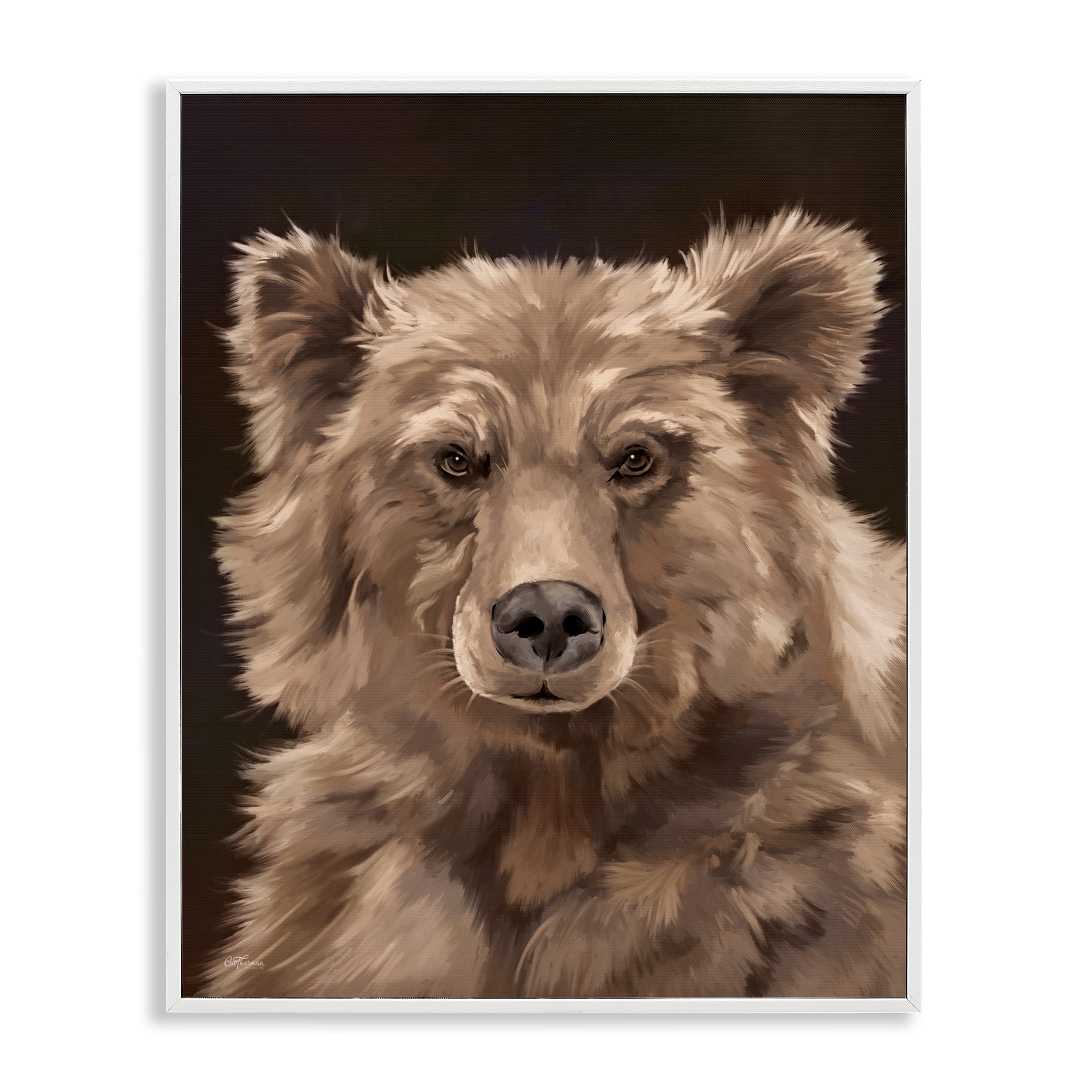Stupell Industries Fluffy Bear Cub Animals Painting White Framed Art Print Wall Art, 24 x 30