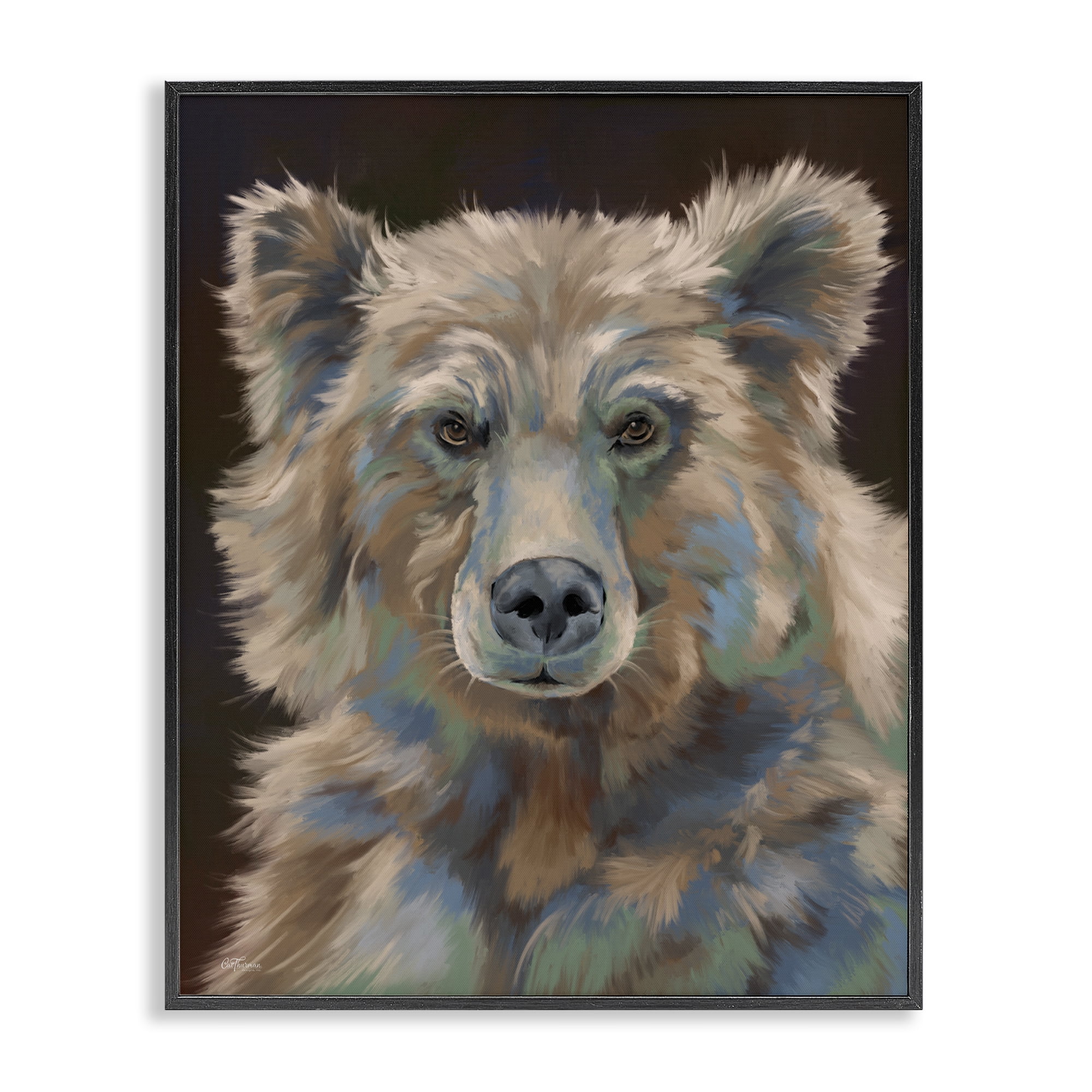 Stupell Industries Fluffy Bear Portrait Animals & Insects Painting Black Framed Art Print Wall Art, 11 x 14