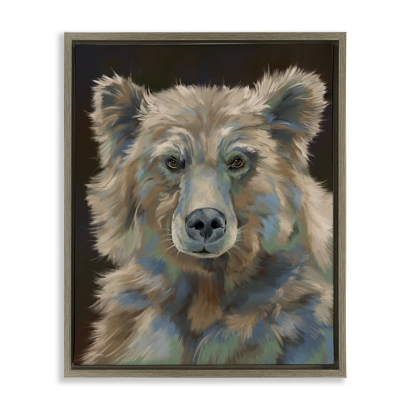 Stupell Industries Fluffy Bear Portrait Animals & Insects Painting Brown Floater Framed Canvas Art Print Wall Art, 17 x 21