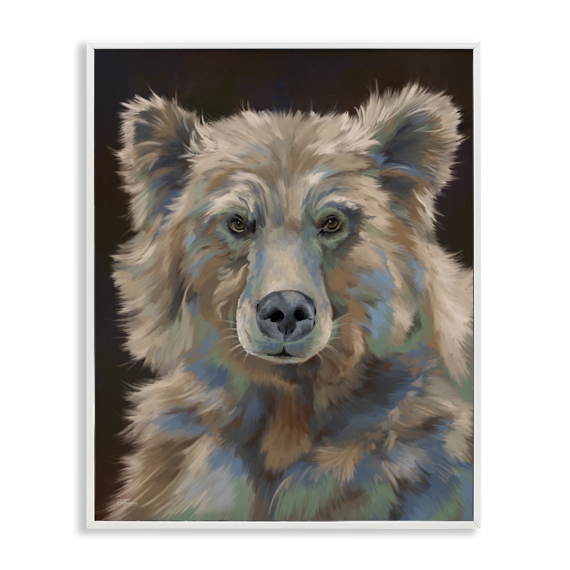 Stupell Industries Fluffy Bear Portrait Animals & Insects Painting White Framed Art Print Wall Art, 11 x 14
