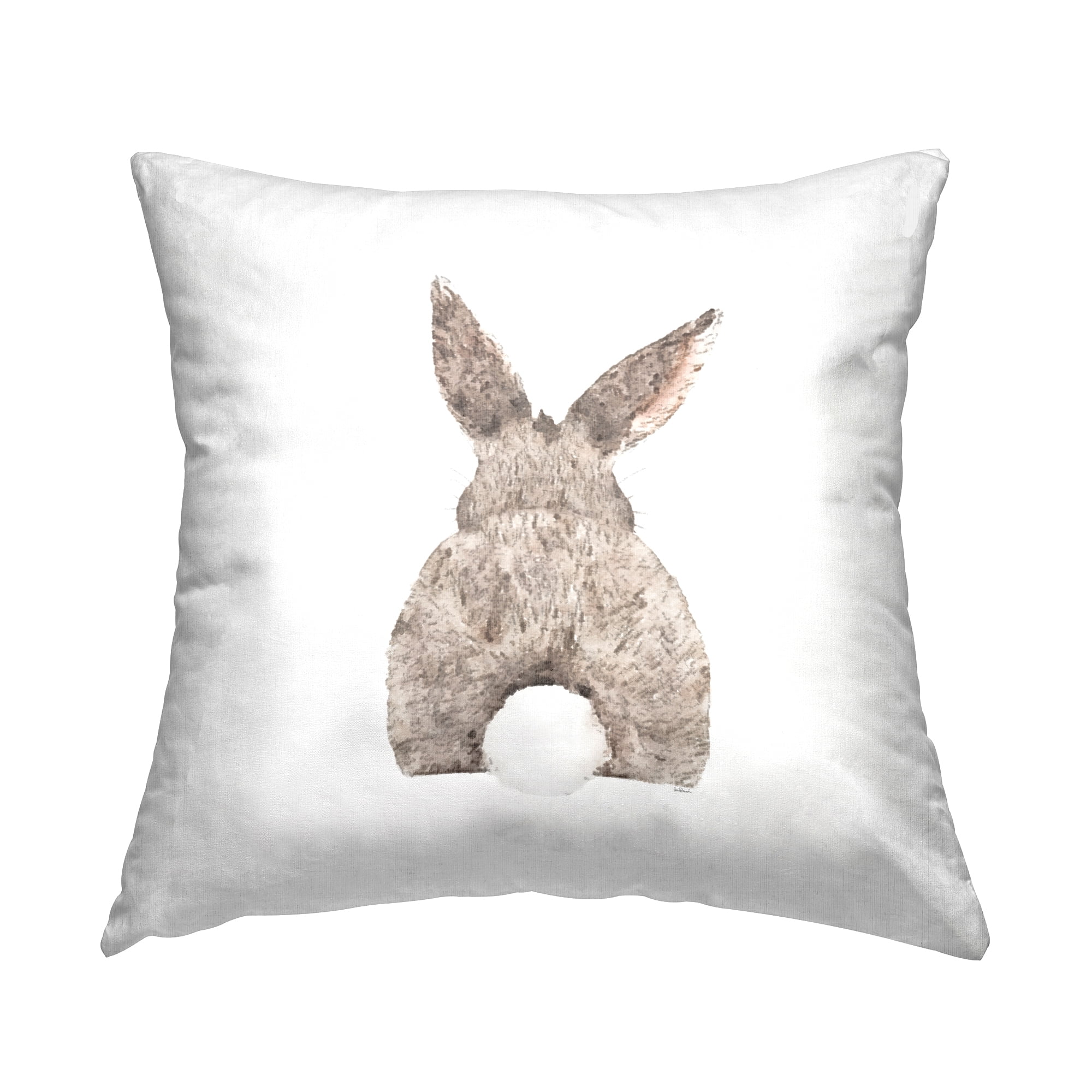 Stupell Industries Fluffy Bunny Tail Cute Pet Square Decorative Printed Throw Pillow, 18 x 18,