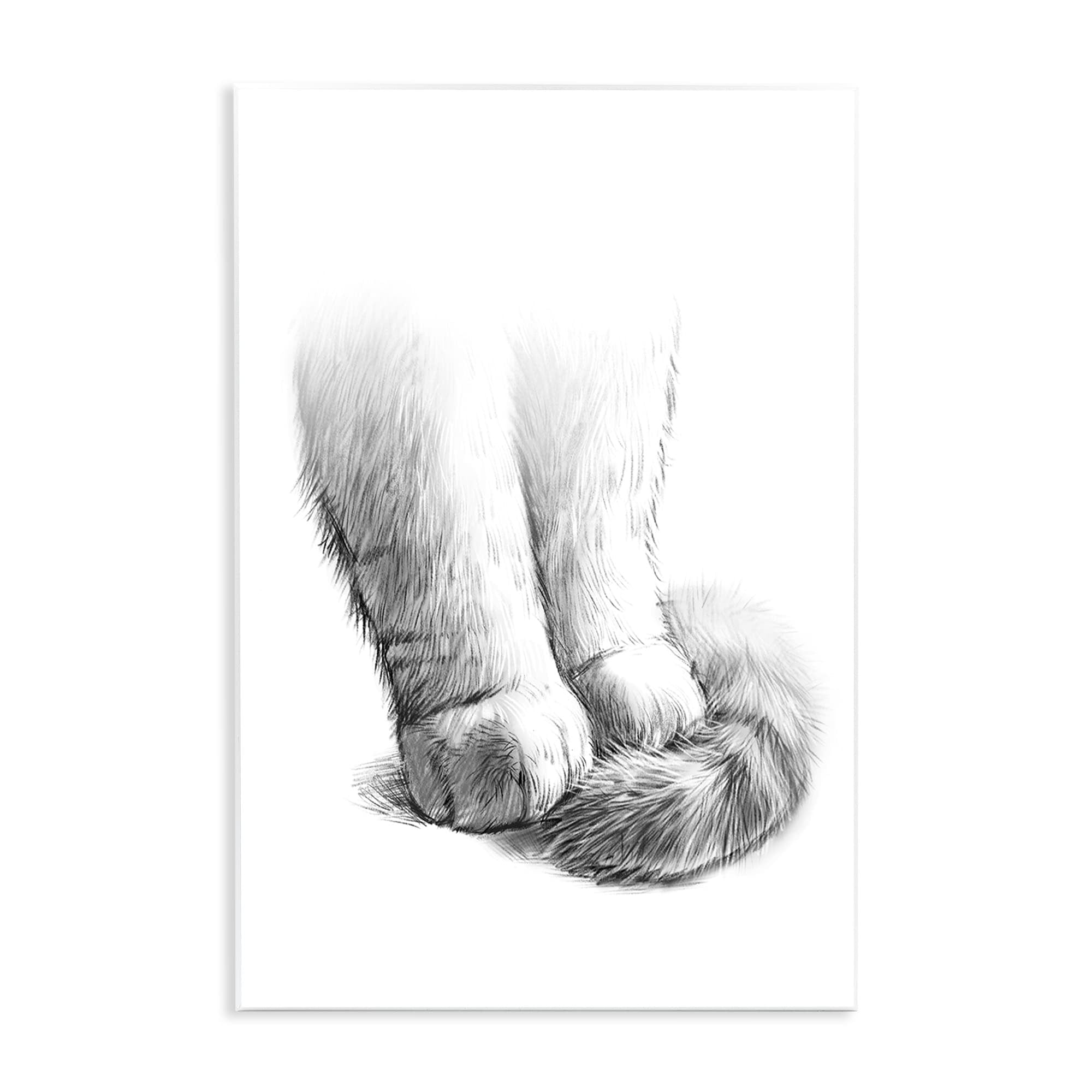Stupell Industries Fluffy Cat Paws Tail Curled Monochrome Drawing Wood Wall Art, 13 x 19, Design by Ziwei Li