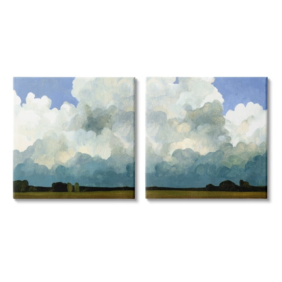 Stupell Industries Fluffy Clouds Countryside Sky Nature Landscape Painting Painting Gallery Wrapped Canvas Print Wall Art, Set of 2, Design by Emma Caroline