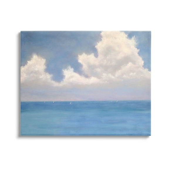 Stupell Industries Fluffy Clouds Deep Blue Ocean Waves Painting Gallery Wrapped Canvas Print Wall Art, Design by Catherine Andersen