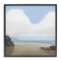 Stupell Industries Fluffy Clouds Over Beach Landscape Painting Black Framed Art Print Wall Art, 12 x 12