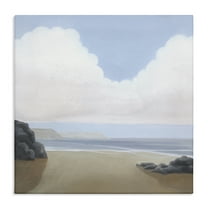 Stupell Industries Fluffy Clouds Over Beach Landscape Painting Gallery Wrapped Canvas Art Print Wall Art, 17 x 17